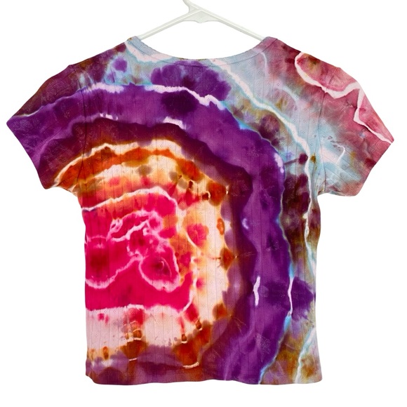 Handmade Geode Tie Dye Tee Womens Size Small Baby Tshirt Colorful Upcycled Multi - Picture 2 of 10